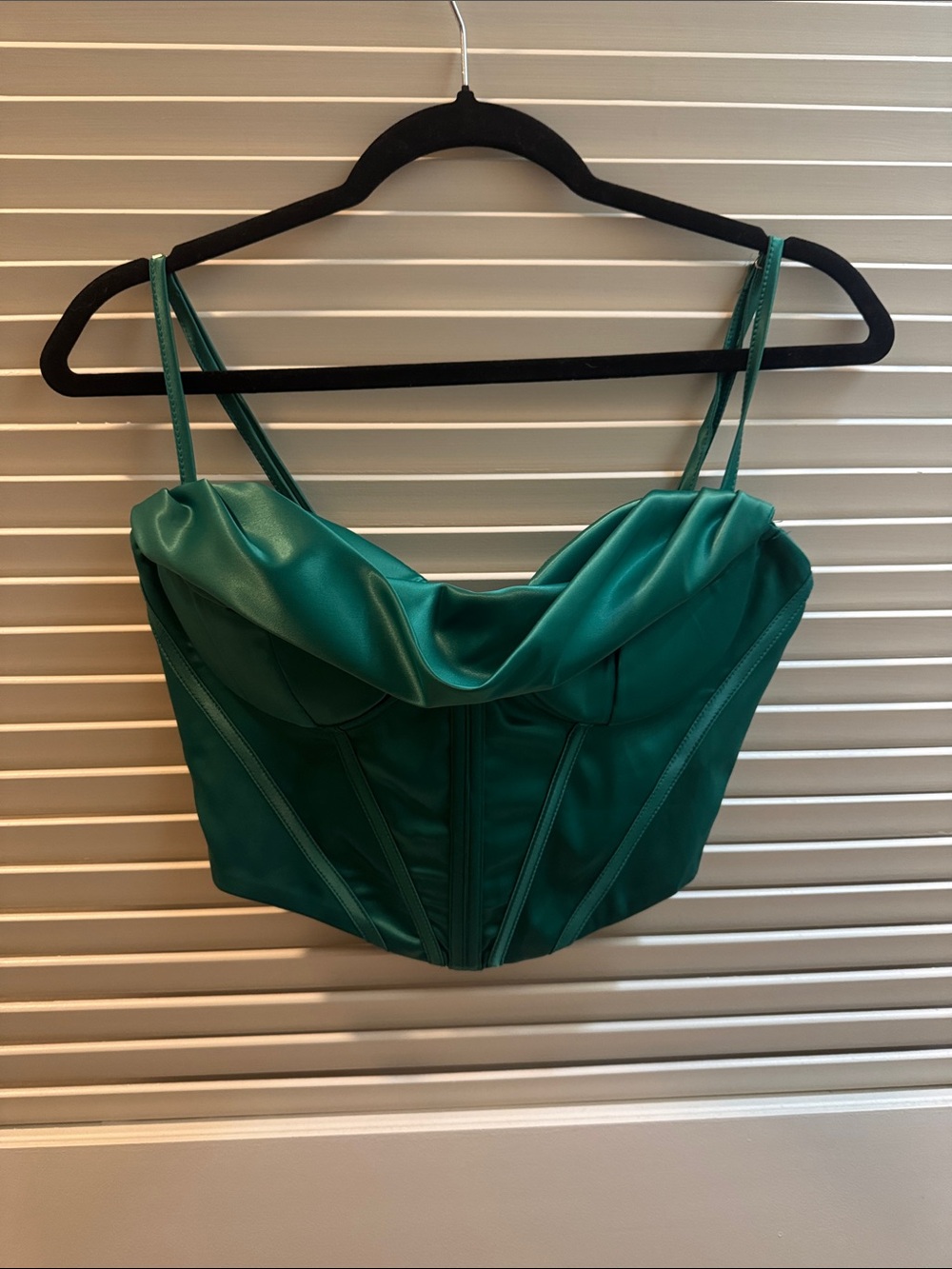 Amazon Green Satin Crop Bustier Top